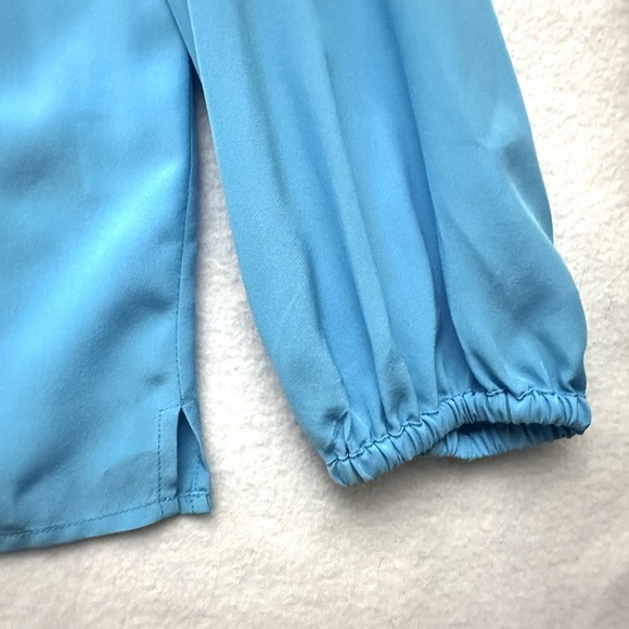 Lilly Pulitzer Medium M Elsa Silk Zanzibar Blue Long Sleeve Blouse Top - Picture 6 of 11